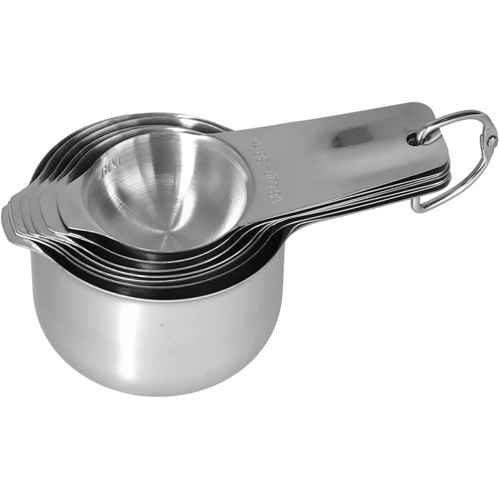 7-Piece Stainless Steel Measuring Cup Set, Stackable Soup Spoon Measuring Set, Measuring Cups and Spoons with Scale, Kitchen Measuring Sets for Cooking and Baking