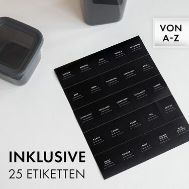 Герметичні контейнери для зберігання з кришкою [набір 12 шт] – Складні та економні контейнери для кухні – Ідеально підходять для борошна, макаронів, мюслі та іншого – Набір контейнерів для продуктів у антрацитовому кольорі