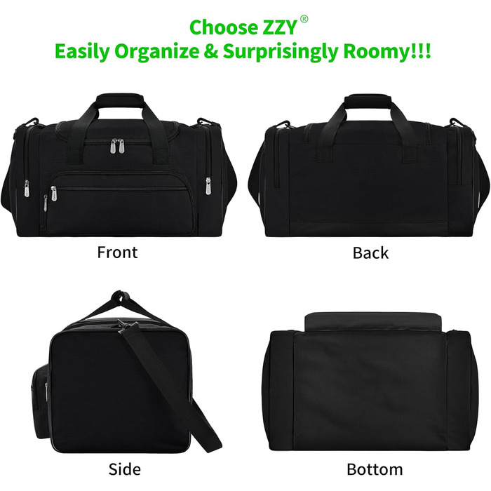 Sports Bag, Travel Bag, Fitness Bag with Shoulder Strap, Weekend Bag for Women and Men (Black, 40L)