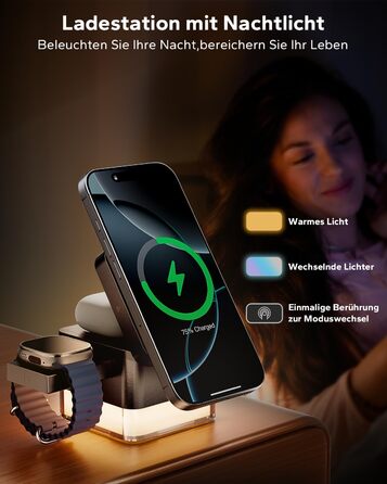 Зарядна станція 3-в-1 KPON для Apple Watch, iPhone та AirPods (Magsafe, сірий)