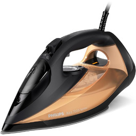 Philips 7000 Series Steam Iron, Constant Steam Power of 50 g/min, Steam Boost of 250 g, SteamGlide Elite Soleplate, Automatic Safety Shut-off (DST7040/80) 250 g Steam Boost 50 g Continuous Steam Black/Gold