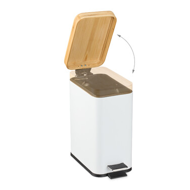 Relaxdays Waste Bin 5 l with Bamboo Lid