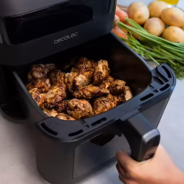 Аерофритюрниця Cecotec Cecofry Experience Window 6000, 6 л, 1300 Вт, PerfectCook, 9 програм, таймер, сенсорна панель, чорна з вікном