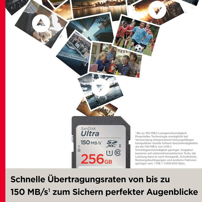 Карта пам'яті SanDisk Ultra SDXC 256 GB, швидкість читання до 150 МБ/с