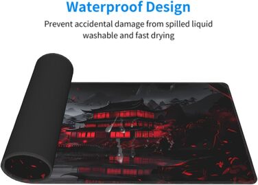 Килимок для миші Anime-стиль, 90 x 40 см, чорно-червоний, для геймінгу та офісу