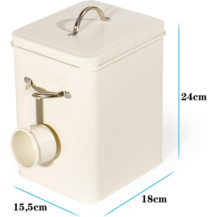 Кошик для порошку Theo&Cleo 6.5L, металева коробка для порошку, контейнер для корму для собак та котів, кавових зерен (Матовий бежевий)
