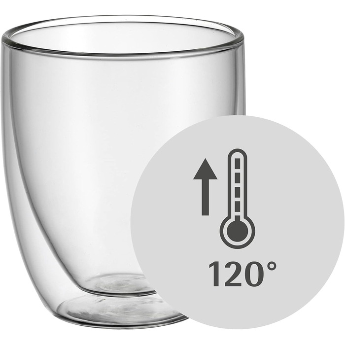 WMF Double-Walled Cappuccino Glasses Set, 6-Piece, Double-Walled Glasses 250ml, Floating Effect, Thermoglass, Heat-Resistant Tea Glass, Coffee Glass