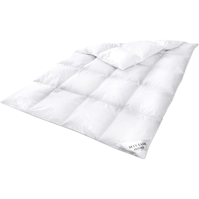 Преміальна зимова ковдра Mayaadi 200x220 см, 70% пух, 30% перо, 2500 г, натуральна бавовна, гіпоалергенна, вироблено в Європі