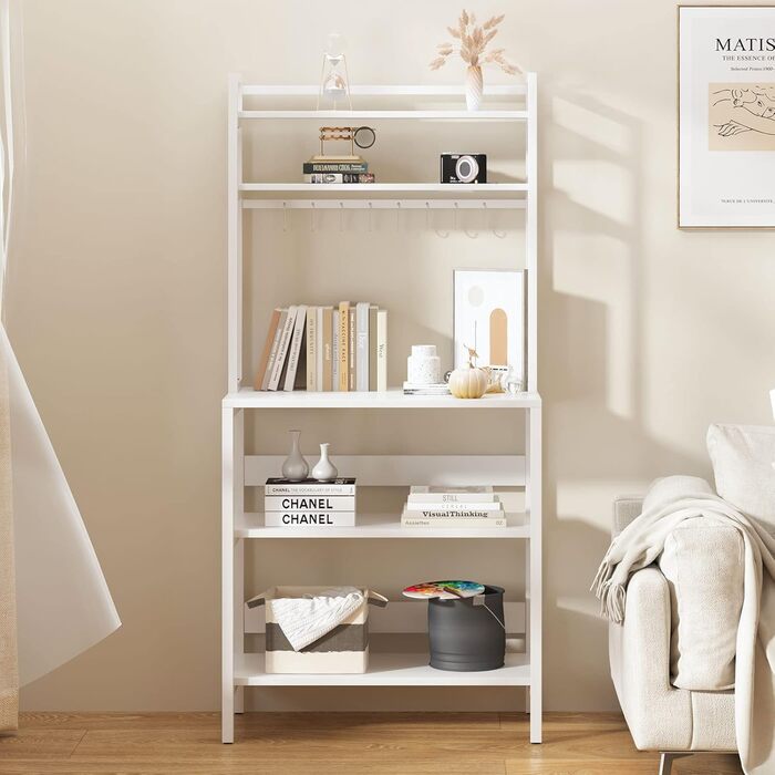 Стелаж для кухні SogesHome 5-ярусний, 80x40 см, з гачками, білий