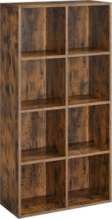 VASAGLE Bookshelf, Bookcase, with 8 Compartments, Office Shelving Unit, Cube Shelving Unit, Freestanding Shelving Unit, for Living Room, Bedroom, Office, Children's Room, Vintage Brown LBC024T01