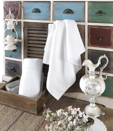 Набір розкішних турецьких рушників NOVA Luxury Linen готельного якості для ванної кімнати, 6 предметів, колір Mirage Grey / Білий
