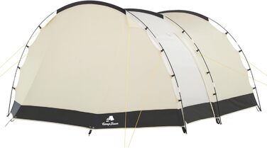 Намет CampFeuer Super+ для 4 осіб, сірий/чорний | Великий тунельний намет з 2 входами та козирком, водонепроникність 3000 мм | Сімейний, кемпінговий намет