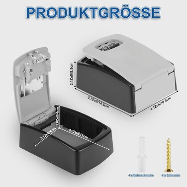 Захисний сейф для ключів Diyife Outdoor — вологостійкий настінний кейс із кодовим замком (145x105x55мм), сірий