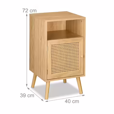 Relaxdays Nightstand with Rattan Design