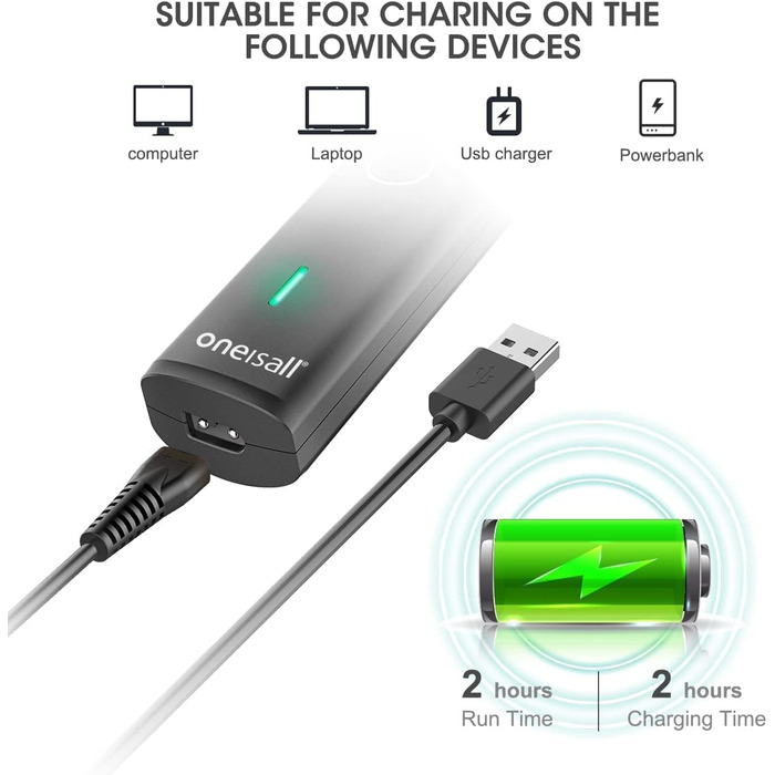 Триммер для собак Oneisall з подвійними лезами, 2 швидкості, для догляду за лапами, очима, вухами, обличчям та тілом (білий/чорний)