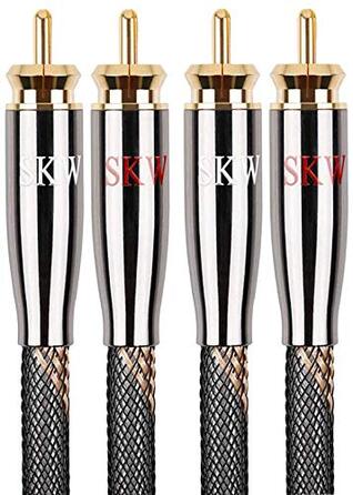 Акустичні кабелі SKW для колонок Hi-Fi, пара (2 шт.), 1.5м, з позолоченими роз'ємами-бананами та нейлоновим обплетенням, High-end якість