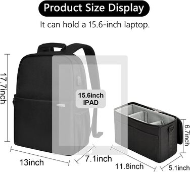 Чохол для камери CADeN, ватерпроф, з двома відділеннями, сумісний з Canon, Nikon, Sony - чорний (L)