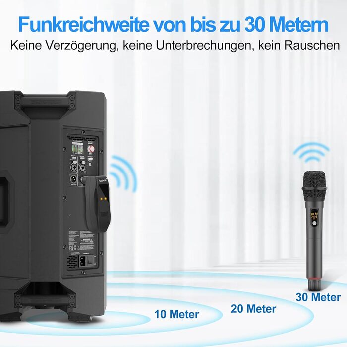 Aveek Караоке Мікрофон Бездротовий Набір, 2.4GHz, 6.35/3.5mm, З Перезаряджаємим Приймачем, Для Караоке, Вечірок, DJ (1 шт.)