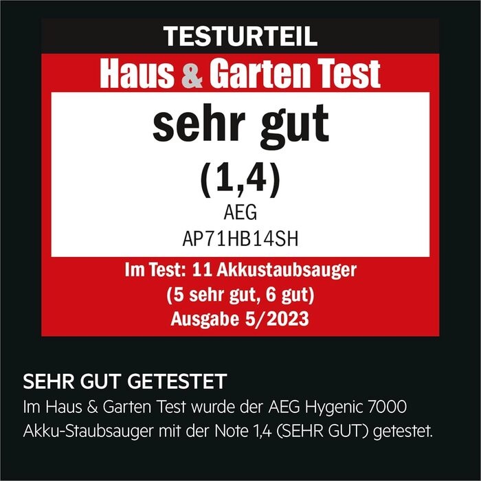 Бездротовий пилосос AEG Hygienic 7000: потужний, легкий, для алергіків, 40 хв роботи, 120 м², 5-ступенева фільтрація, для всіх поверхонь, автоматичний режим, з аксесуарами