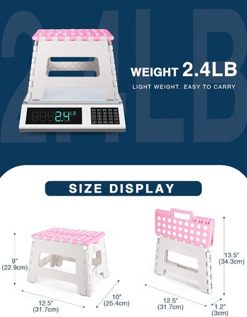 Складний табурет HOUSE DAY 22см, рожевий та білий. Стабільний, легкий, з антиковзким покриттям. Ідеально для дітей, ванної кімнати, кемпінгу, пікніка та дому.
