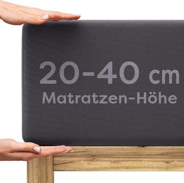 Wolkenfeld Box Spring Bed Fitted Sheet 180x200cm up to 200x220cm - up to 40cm Mattress Height - Premium Cotton Bed Sheet 180x200 | 180x220 | 200x200 for Box Spring and Water Beds - Anthracite