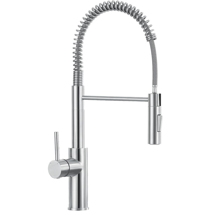 Змішувач кухонний CECIPA з витяжною насадкою, висувний, з двома режимами струменя, поворотний на 360°, одноlever, нержавіюча сталь, срібло