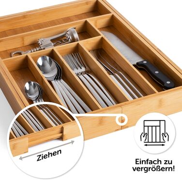 Органайзер для столових приборів Blumtal з бамбука, регульований, 5-7 відділень, для кухонних шухляд