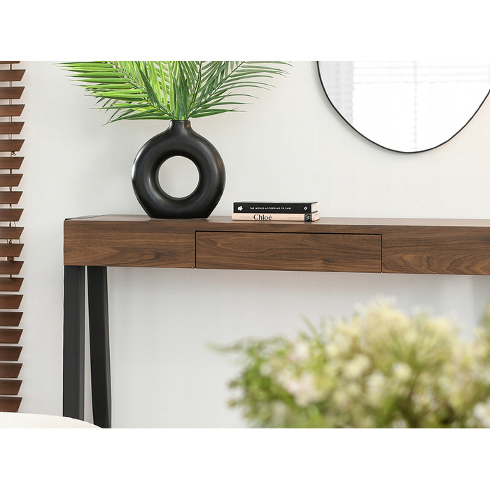 Консольний столик Mebel-Partner, чорний/горіх, напівглянцевий, 105 x 75 x 35 см
