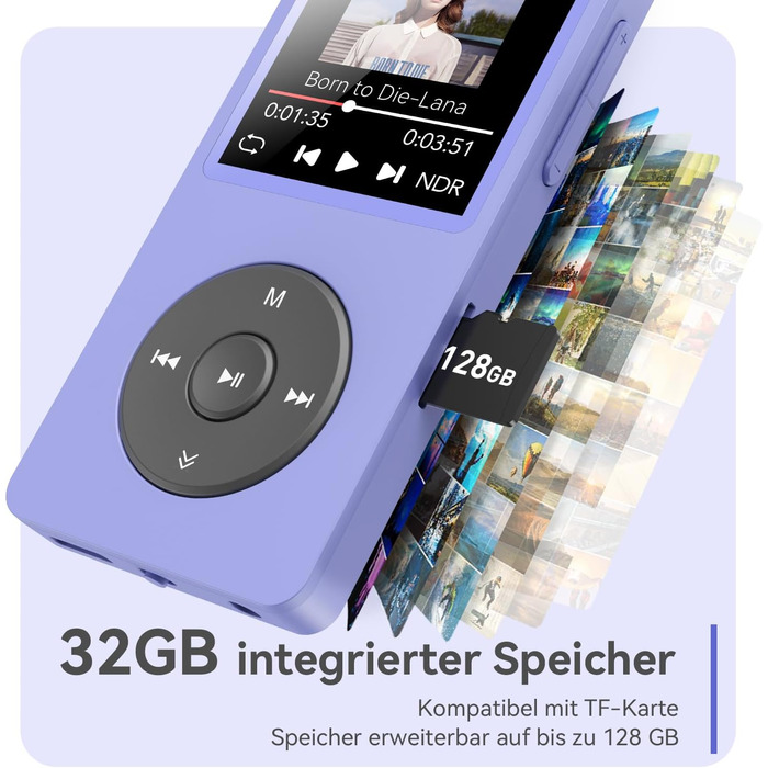 MP3 плеєр AGPTEK 32GB Bluetooth 5.3, 1.8