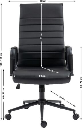 Офісний стілець Kolumbus з штучної шкіри, регульована висота, чорний колір