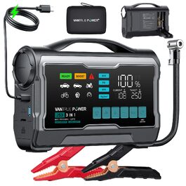 Пусковий пристрій (бустер) VANTRUE POWER JS3 для авто з компресором 160 PSI та функцією Powerbank, чорно-сріблястий