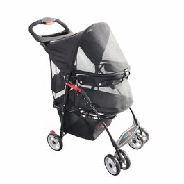 Дитяча коляска для тварин з замком, 4 колеса, кошик для зберігання, тримач для напоїв, для котів та собак