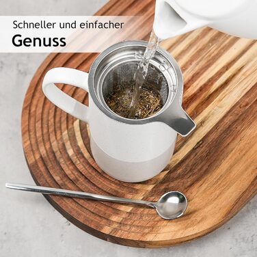 Набір чайних чашок Miamio 2 x 500 мл з кришкою та ситом, з чайним ситечком та ложкою, для заварювання листового чаю, подарунок для жінок, сумісний з мікрохвильовою піччю та посудомийною машиною (сірий)