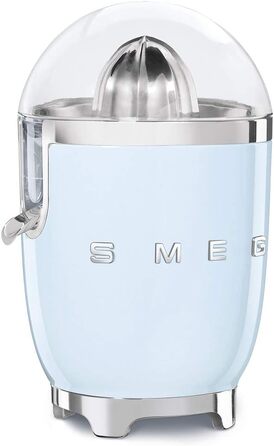 Електрична соковижималка для цитрусових Smeg CJF11CREU, 70 Вт, з фільтром та конусом із нержавіючої сталі, синя