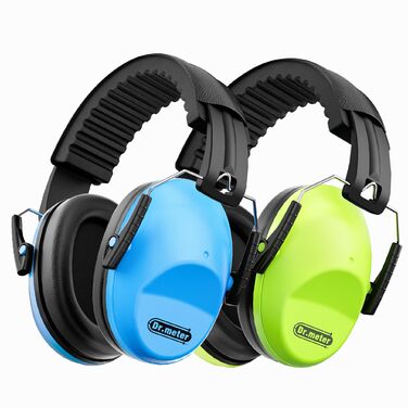 Навушники для захисту від шуму Dr.meter для дітей - пасивні навушники-затички для вух, захист від шуму, школа, SNR 27dB, для аутизму, сну, навчання, гри на барабанах, зелені та блакитні (зелений+блакитний)