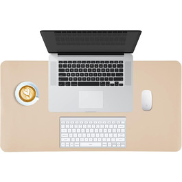 PINKCAT Килимок для миші та захист столу 80x40 см, PU-шкіра, двосторонній, зелено-блакитний (бежевий)