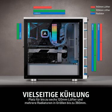 Корпус для ПК Corsair iCUE 465X RGB Mid-Tower ATX, білий (загартоване скло, 3 вентилятори LL120 RGB, Smart Glass)