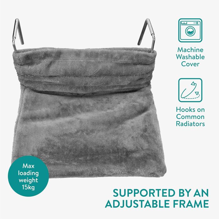 Navaris Cat Bed Heater - Heating Mat for Cats - Cat Heating Bed - Cat Bed with Heater - Cat Basket Heater - For Cats up to 15 kg - Cat Hammock Heater - (Dark Grey)