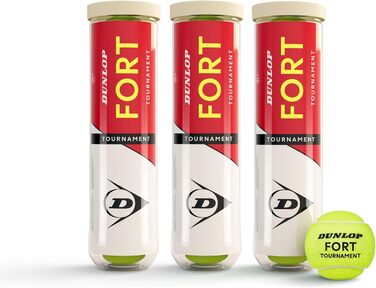 Dunlop Fort Tournament Tennis Balls - For Clay, Hard & Grass Courts (3 x 4 Balls)