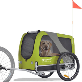 DOGGYHUT® Преміум великий велосипедний причіп для собак об'ємом 270 літрів, підходить для середніх та великих собак (Зелений)