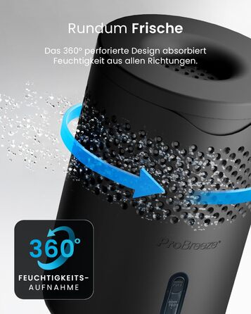 Зволожувач повітря Pro Breeze Osmo – тихий, з можливістю поповнення – для дому, спальні, шафи, авто – міні-зволожувач без живлення – таблетка 700g (до 100 днів) чорний