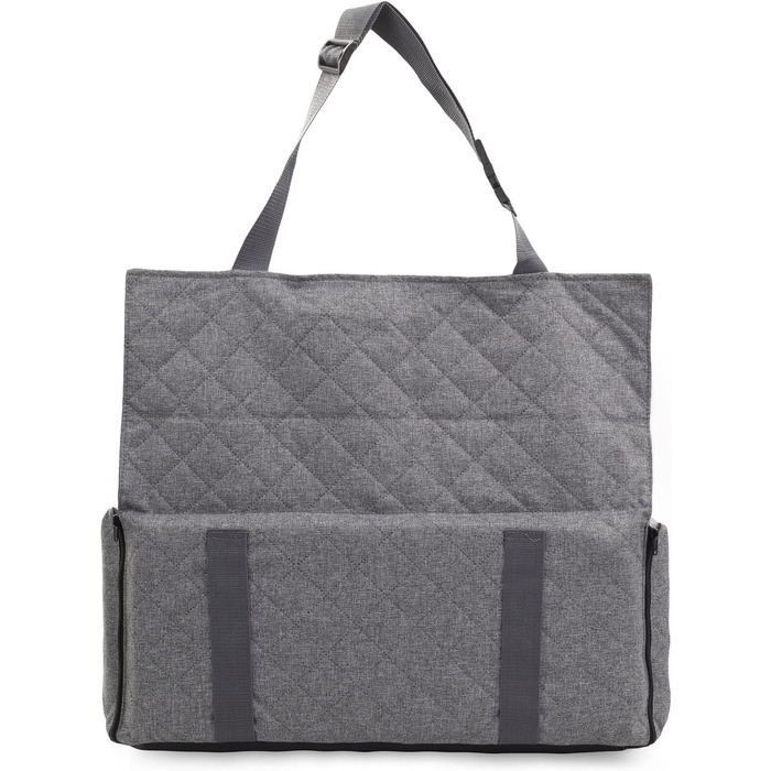 Автомобільний сидіння для собак середніх та великих порід, сіре, розмір M (60x41 см), матеріал: поліестер (імітація льону)