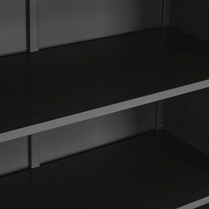 Металевий офісний шафа Tectake з замком, 3 полиці, 90x40x90 см, чорний
