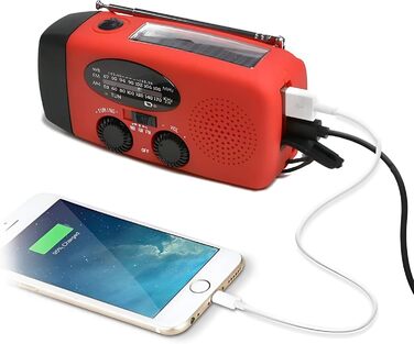 Радіо на сонячній батареї BSTCAR з ручним зарядом, USB-зарядкою, ліхтариком та AM/FM, для дому та відпочинку на природі