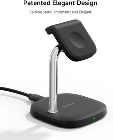 Зарядний пристрій для Apple Watch SwanScout 505A (Чорний): сумісний з Ultra 3, SE 3, Series 10, 9, 8, 7, 6, 5, 4, 3, 2, SE 2, 5W, бездротовий, регульований кут