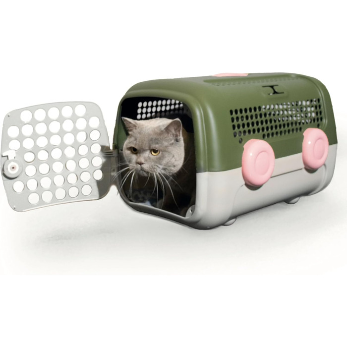 Транспортна переноска для собак та котів United Pets A.U.T.O. Design, Made in Italy, рожево-сіра, з гігієнічним килимком, 51x37x33 см