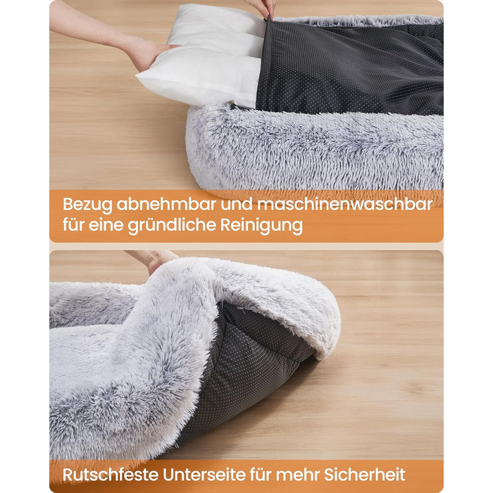 Крісло-ліжко для собак Feandrea, 71x55x18 см, м'яке, з піднятими бортиками, знімний чохол, антиковзаюче, Ombré сірий PGW271G01 M