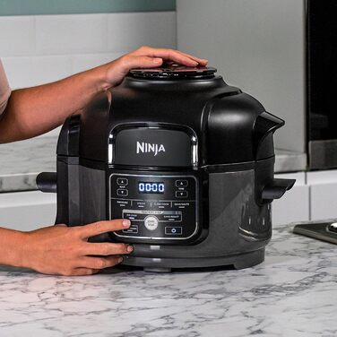 Ninja Foodi MINI Multi-Cooker, 4.7L, 6-in-1 Multi-Cooker, Pressure Cooker, Air Fryer, Slow Cooker, 1460W, Grey/Black OP100EU