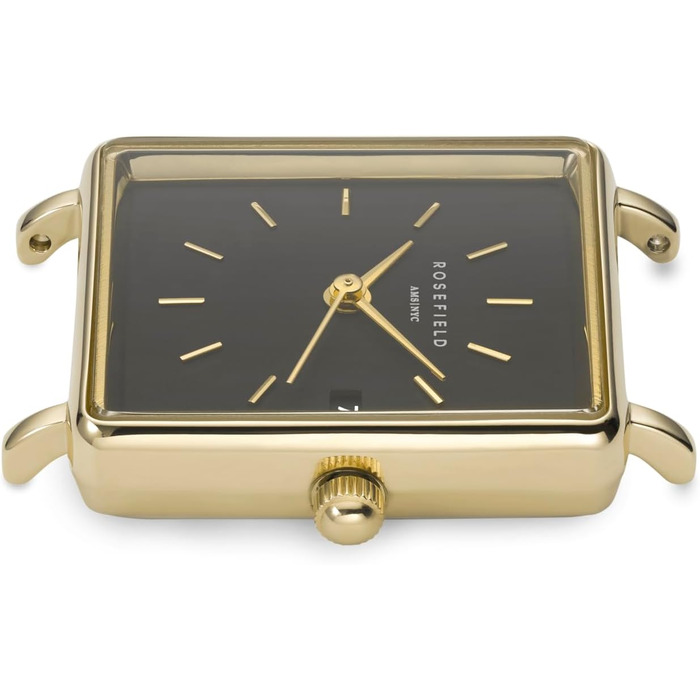 Жіночий наручний годинник Rosefield Boxy XS білий циферблат Sunray, золотисто-чорний, 22x24 мм