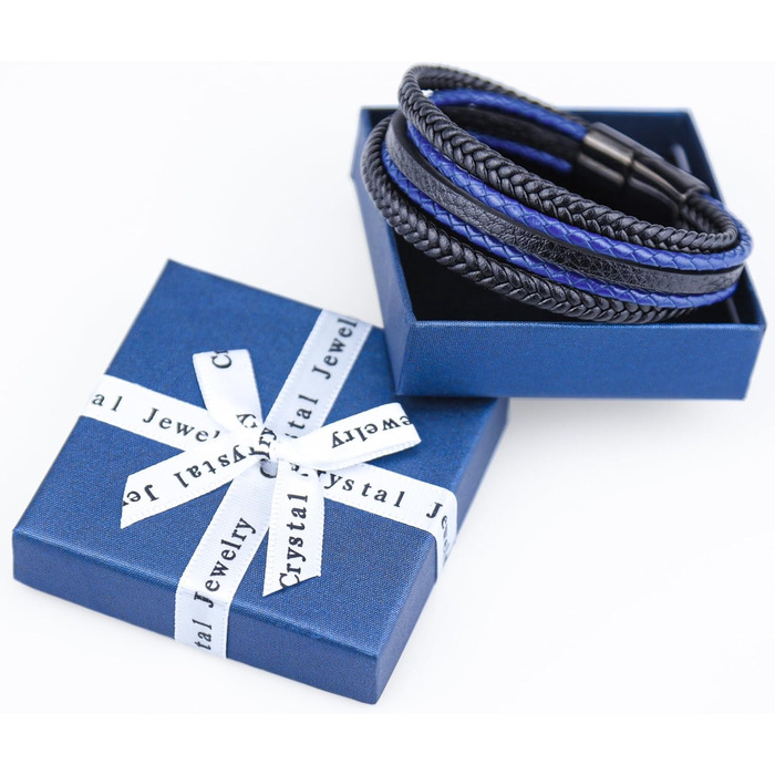 Чоловічий шкіряний браслет, чорний, коричневий, синій, плетіння, 21 см, подарунок для чоловіків, День батька D1